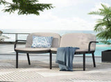 Luna Outdoor Patio PP Loveseat, Black Frame with Beige Cushion N775P272741B