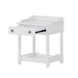 Retro Style Nightstand with Drawer and Open Shelf for Bedroom, Bedside Table with Turned Legs and N733P206240K