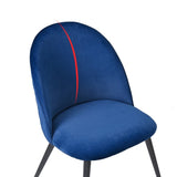 ZUN Dining Chair, Navy Blue Velvet, Metal Black legs, Set of 4 Side Chairs W116459159