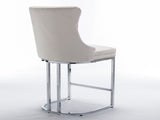 26" Counter Height Bar Stools Set of 2, Modern Velvet Barstools with Button Back&Rivet Trim W1143112576