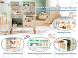 Green wooden children's play kitchen, interactive light/sound stove, with microwave/oven/blackboard 57607355