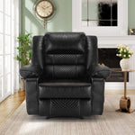 ZUN Breathable Leather Massage Recliner Chair Manual Living Room Reclining Sofa W1403P156678