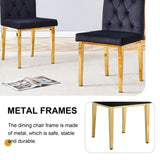 4 piece dining chairs.The gold metal legs complement the black velvet, showcasing a perfect blend of W1151131989
