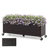 Mobile Elevated Planter - 5 Smooth Casters, Soil Leak-Proof Liner, 132lbs Load, Balcony/Patio/Living 63242595