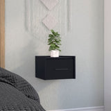 Boa Floating Nightstand , End Table, Side Table Wall-Mounted Single Drawer Design with Handle- Black B200137816