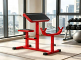 Red 265 LBS Preacher Curl Bench Adjustable Seated Arm Isolated Barbell Dumbbell Bicep Station for 81976510