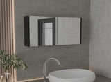 Medicine Cabinet 19.70" H, with 2 Doors, 3 Shelves, 2 Mirrors, Black B097P250836