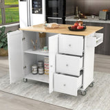 ZUN Rolling Mobile Kitchen Island with Solid Wood Top Locking Wheels,52.7 Inch Width,Storage Cabinet 01559303