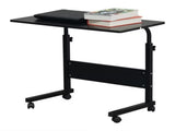 Rolling Desk Adjustable Height Side Table P2 Chipboard Steel Black 31.5x15.75in 02396702