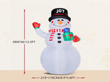 12FT Tall Lighted Christmas Inflatable Decoration, Inflatable Giant Snowman Holding Gift Boxes, 18336363