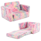 Glow-in-the-Dark Kids Foldable Sofa Bed All-Sponge Single Chaise Lounge Pink Unicorn Flannel 83281048
