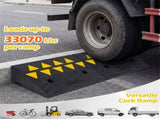 2 Pcs Heavy Duty Rubber Curb Ramp with Drain Channel & Reflective Strips for Driveway 80277658