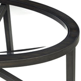 Modern simple coffee table, tempered coffee table solid wood base round transparent W1781127576