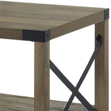 Rustic Oak Coffee Table with Bottom Shelf B062P185677