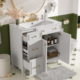 36" Bathroom Vanity with Ceramic Sink, Standard and Double-Layer Drawers, Soft Close Doors, N729P289163K