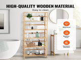 6-Tier Bookshelf, 63.39" Storage Rack with 130lb Capacity, 100% Wood, Versatile Bamboo Shelving 23045730