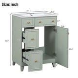 ZUN 24-Inch Bathroom Vanity Cabinet with Ceramic Sink, 2 Drawers, 1 Door WF532034AAF