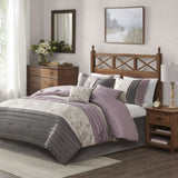 Embroidered 7 Piece Comforter Set Purple Queen B03596941