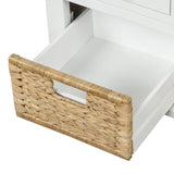 ZUN TREXM Rustic Storage Bench with 3 Drawers and 3 Rattan Baskets, Shoe Bench for Living Room, Entryway WF195161AAK