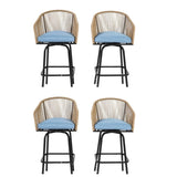 Outdoor Bar Stools Set of 4, 4-Piece Patio Bar Stools Armrests, All Weather Rattan Bar Chairs W640P256797
