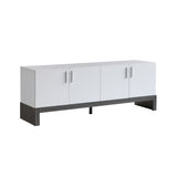 ZUN Side Credenza with 4 Doors, Storage Cabinets, 60" TV Stand- White & Distressed Grey B107130966