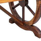 2-Person Rustic Garden Bench, Outdoor Wagon Wheel Porch Bench for Backyard Patio Garden, Brown 90362305