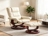 Swivel Recliner and Ottoman Set with Massage & Remote Cream White 72418688