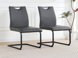 Modern Charcoal PU dining chair living room chair upholstered chair, black metal chair leg design, W210P199090