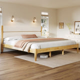 King Size Solid Wood Bed Frame With Fleece Upholstered Headboard, Ivory N757P256241B