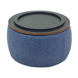 Round Storage Ottoman, 2 in 1 Function, Work as End table and Ottoman, Navy W48735176