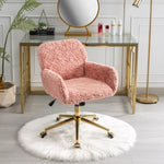 ZUN Furniture Office Chair,Artificial rabbit hair Home Office Chair with Golden Metal Base,Adjustable 58136779