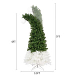 ZUN 6FT Hinged Fir Artificial Fir Bent Top Christmas, Xmas Bendable Santa Hat Style Christmas PX292920AAF