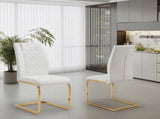 High-Back Chairs Set of 4, PU Leather Modern Kitchen Chairs with Gold Legs for Home Furniture W3803P420015