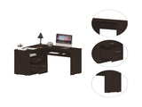 Black Wengue 2-Drawer 1-Shelf L-Shaped Computer Desk B06280388
