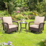 ZUN 3 Pieces Patio Furniture Set, Outdoor Swivel Gliders Rocker, Wicker Patio Bistro Set with Rattan 40555830