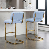 ZUN Mid-Century Modern Counter Height Bar Stools for Kitchen Set of 2, Armless Bar Chairs with Gold W1170104357