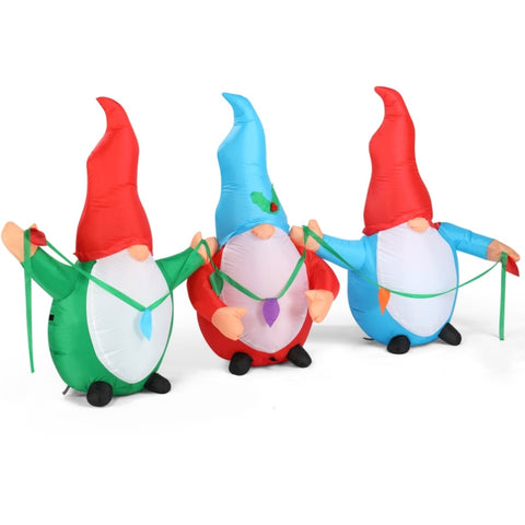 6.6 FT Lighted Christmas Inflatable Decoration, Inflatable Three Christmas Gnomes Elves, Funny Blow 49965532