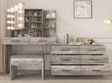 Large Makeup Vanity with Lights, Vanity Table with Charging Station, Vanity Desk with Mirror and 10 58924769