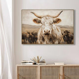 White Highland Cow Canvas Wall Art - Modern Minimalist Animal Art Print for Living Room Bedroom W3374P322232