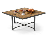 43.5" Square Acacia Wood Outdoor Table - Metal X-Frame, 4-Seater, NaturalBlack, 180lbs Capacity 52125442