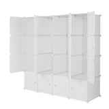 ZUN 4-layer 16 Cube Organizer Stackable Plastic Cube Storage, Plastic + Steel Wire with 3 Clothes Rails, 59827635