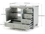 30" Blue Grey Bathroom Vanity with Ceramic Sink - Soft-Close Drawers, Solid Wood Frame, W2896P344074