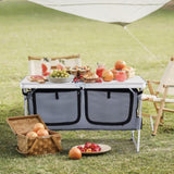 Outdoor Folding Camping Table with Storage Compartment, 4ft Portable Pinic Table with 3 Adjustable 49975057