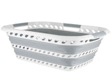 24 x 17 x 11in Collapsible and Carrying Handles 40L Plastic Laundry Basket, White and Grey 53217258