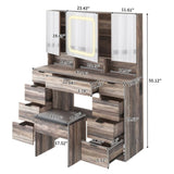 Large Vanity Table Set with 3 Opening Mirrors and LED Lights, Vanity Table with Full Storage Behind 95580572