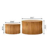 Vintage Fashion Style Cylindrical Nesting Coffee Table Set with Vertical Textured Embossed Design W757P264677