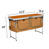Outdoor Folding Camping Table with Storage Compartment, 4ft Portable Pinic Table with 3 Adjustable 93348545