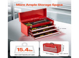 20.5-Inch Portable Metal Tool Box with 3 Drawers, Small Tool Chest Featuring EVA Liners, 12258662