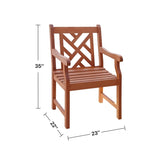 Lidwina Reddish Brown Tropical Wood Patio Armchair B093121210
