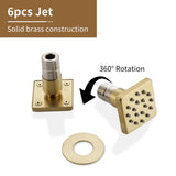 3-Function 12-Inch Ceiling-Mounted Thermostatic Shower System in Brushed Gold with Square Shower T3609P352716